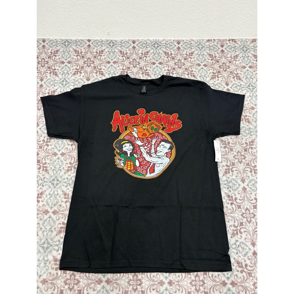 Alice In Chains Black Graphic T-Shirt Gildan Heavy Cotton Large 4158
